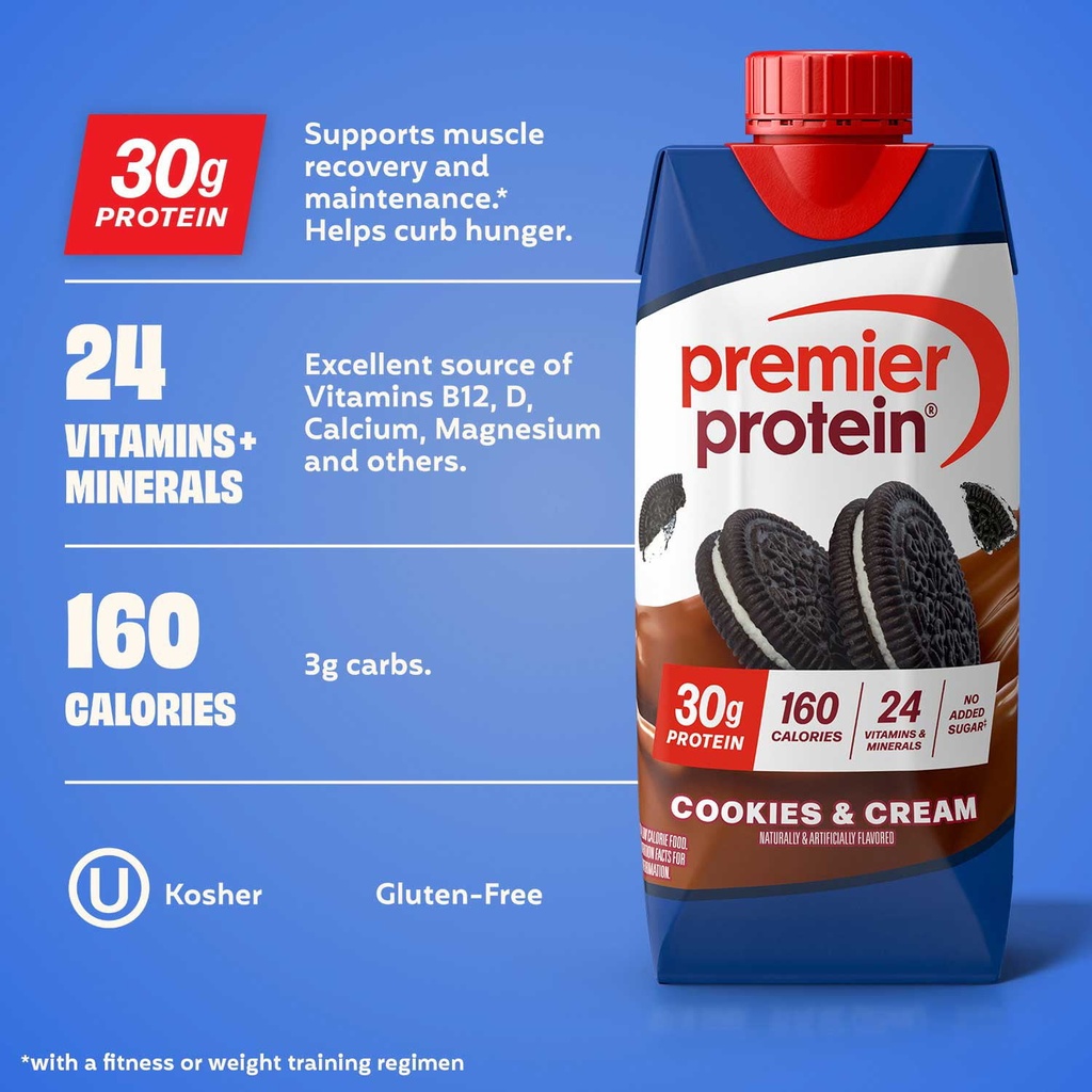 Premier Protein 30g High Protein Shake, Cookies and Cream, 11 fl. oz.